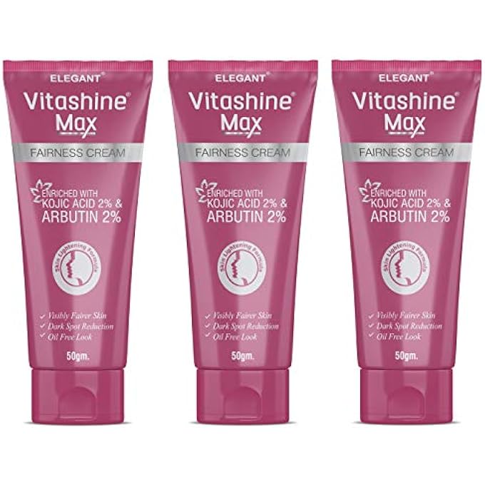 VITASHINE MAX FAIRNESS CREAM 50GM WITH KOJIC ACID & ARBUTIN FOR SKIN LIGHTENING (PACK OF 3) - Image 1